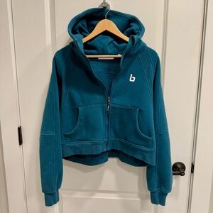 Teal Burn Boot Camp Full Zip Cropped Scuba Hoodie